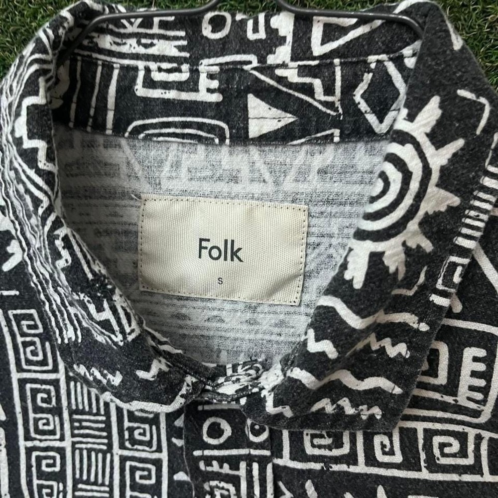 Folk Machu Patterned Button Down Short Sleeve Shi… - image 2